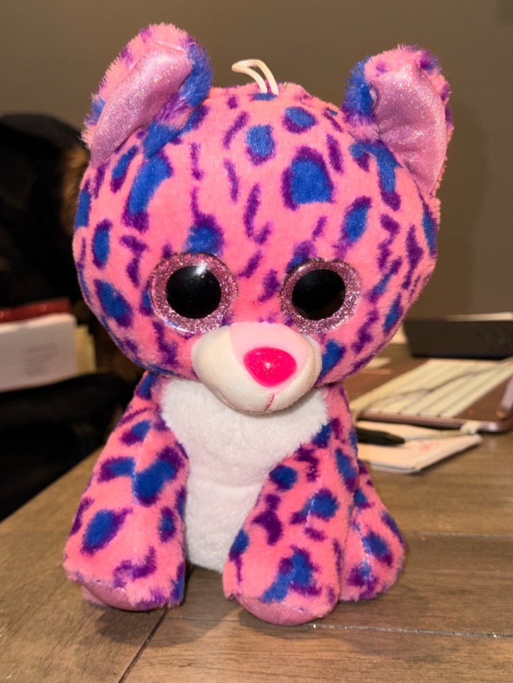 ScentSations Pink Leopard Plush Glitter Eyes Stuffed Animal Soft Toy Preowned
